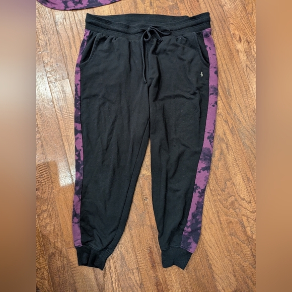 Torrid Active Sweatpants Size 2x & Active Sweatshirt 1x Black And Purple Tie Dye - Picture 5 of 14